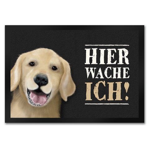 Hier wache ich! Golden Retriever Fußmatte