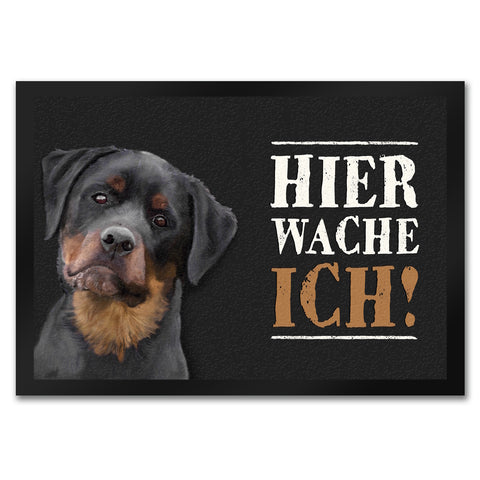 Hier wache ich! Rottweiler Fußmatte