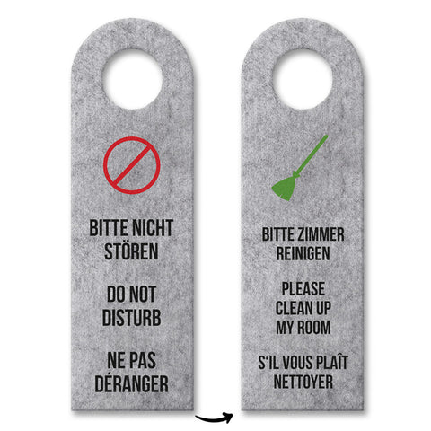 Bitte nicht stören oder Bitte Zimmer reinigen Sprachen-Türhänger in grau