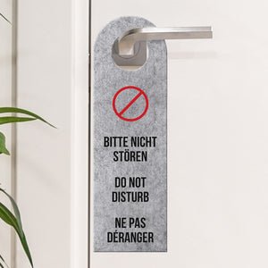 Bitte nicht stören oder Bitte Zimmer reinigen Sprachen-Türhänger in grau