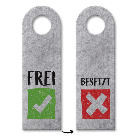 Besetzt oder Frei Türhänger mit Symbolen für die Toilettentür