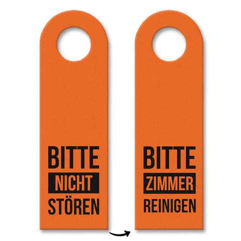 Bitte nicht stören oder Bitte Zimmer reinigen Türhänger mit Balken in Orange