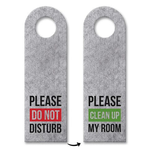 Please do not disturb oder Clean up my room Türhänger mit bunten Balken