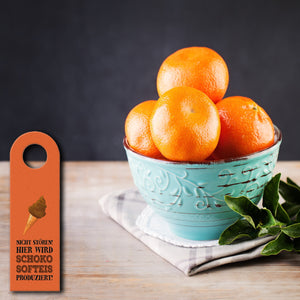 Klo Türhänger mit Spruch: Nicht stören! Schoko-Softeis wird produziert in Orange