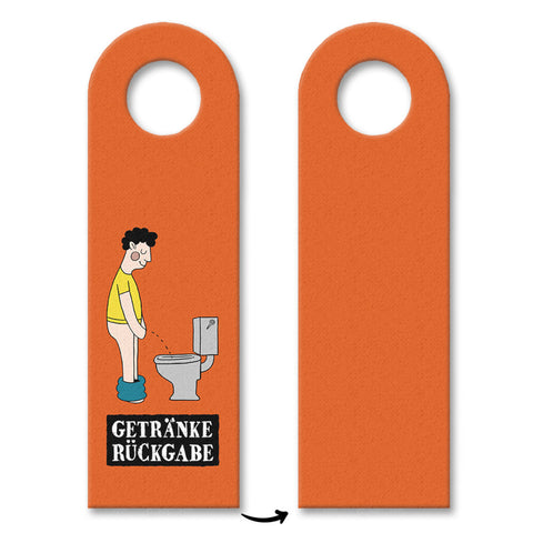 Toiletten Türhänger mit Spruch Getränkerückgabe in Orange