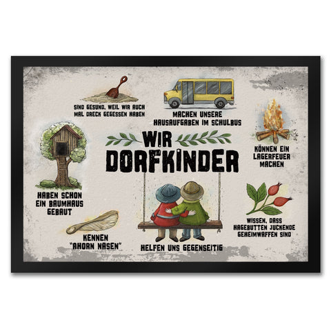 Wir Dorfkinder Fußmatte mit Retro Motiv