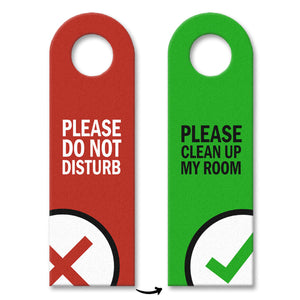 Please do not disturb oder Clean up my room Türhänger mit Symbolen -Grün