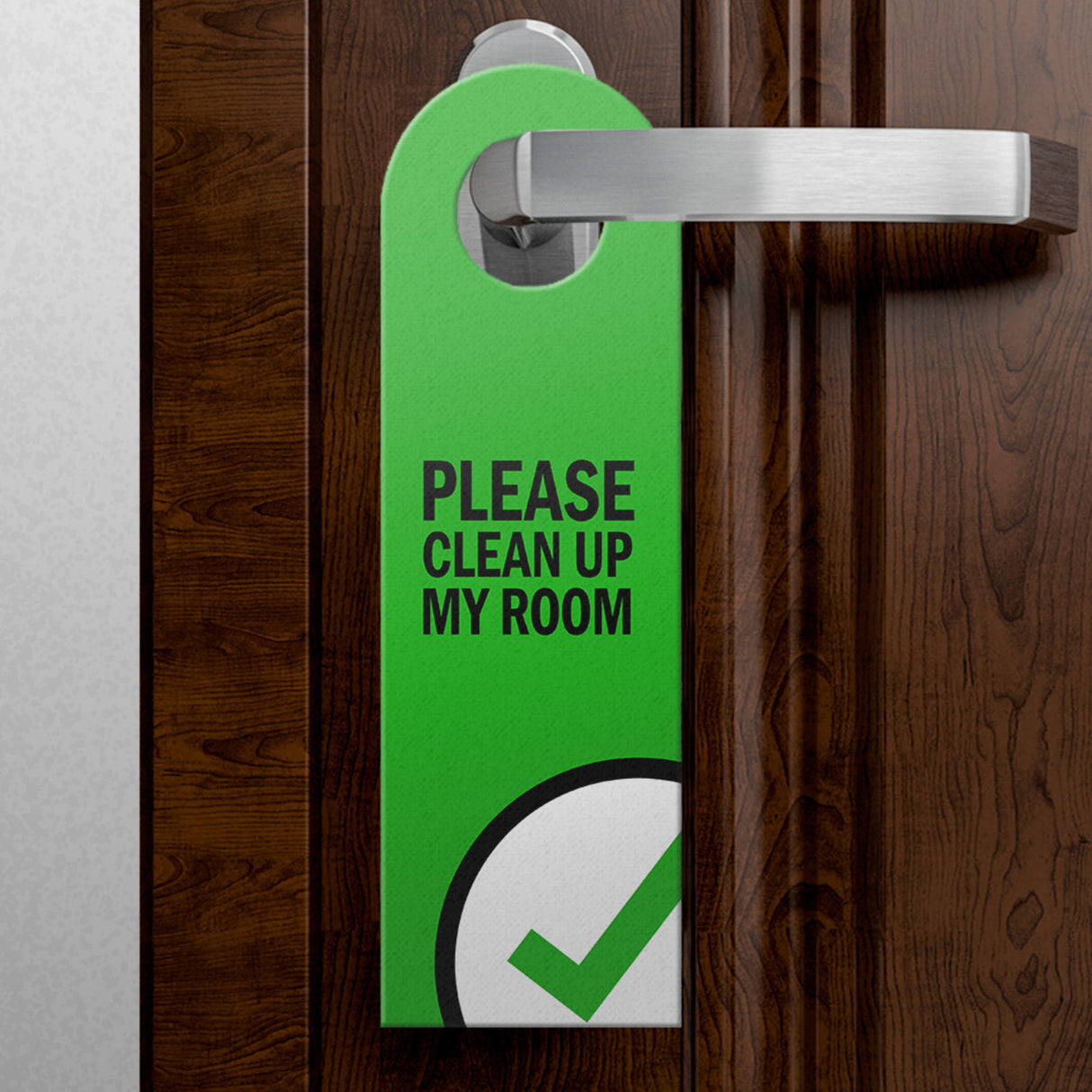 Please do not disturb oder Clean up my room Türhänger mit Symbolen -Grün