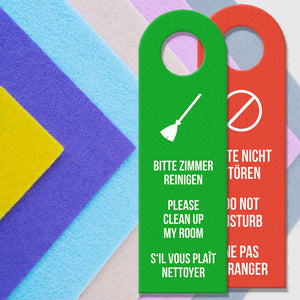 Bitte nicht stören - Bitte Zimmer reinigen Sprachen-Türhänger in rot-grün
