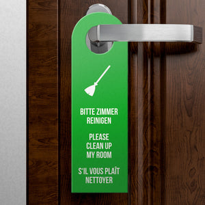 Bitte nicht stören - Bitte Zimmer reinigen Sprachen-Türhänger in rot-grün