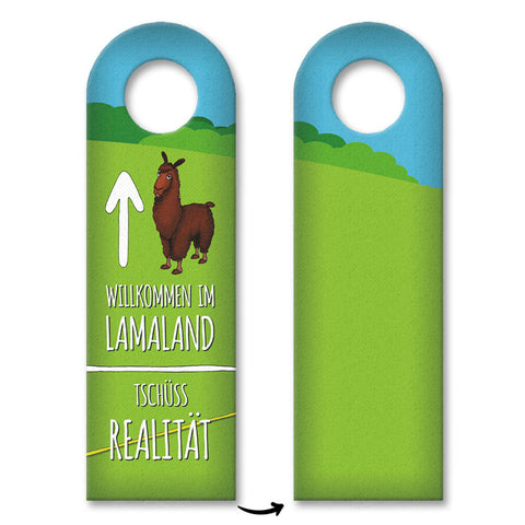 Willkommen im Lamaland Türhänger mit Lama Motiv