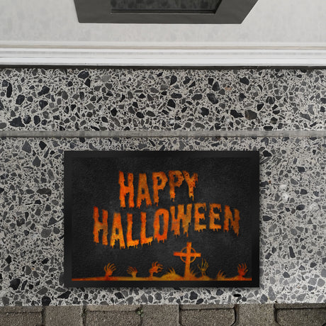 Happy Halloween Fußmatte mit Friedhof Motiv
