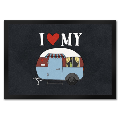 I love my Caravan Fußmatte mit Wohnwagen Motiv