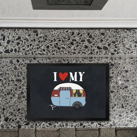 I love my Caravan Fußmatte mit Wohnwagen Motiv