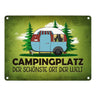 Campingplatz Metallschild mit Wohnwagen Motiv Wohnmobil Urlaub Hobby Natur Ort