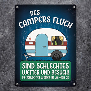 Des Campers Fluch Metallschild mit Wohnwagen Motiv