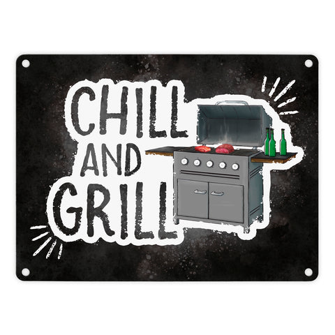 Chill and grill Metallschild mit Elektrogrill Motiv