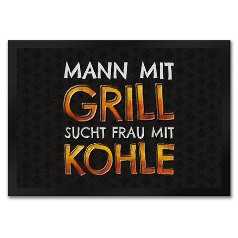 Mann mit Grill sucht Frau mit Kohle Fußmatte