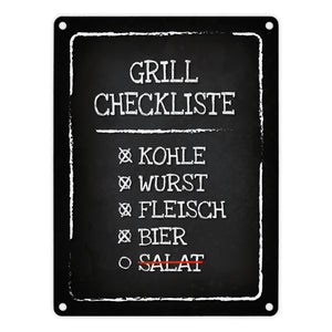 Grill-Checkliste Metallschild