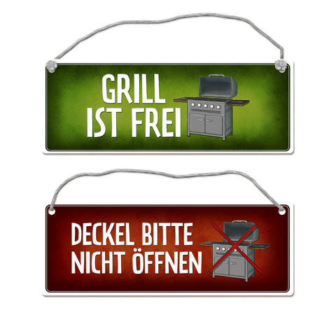 Deckel nicht öffnen oder Grill ist frei Wendeschild mit Kordel