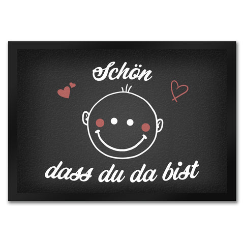 Schön dass du da bist Fußmatte mit lachendem Gesicht