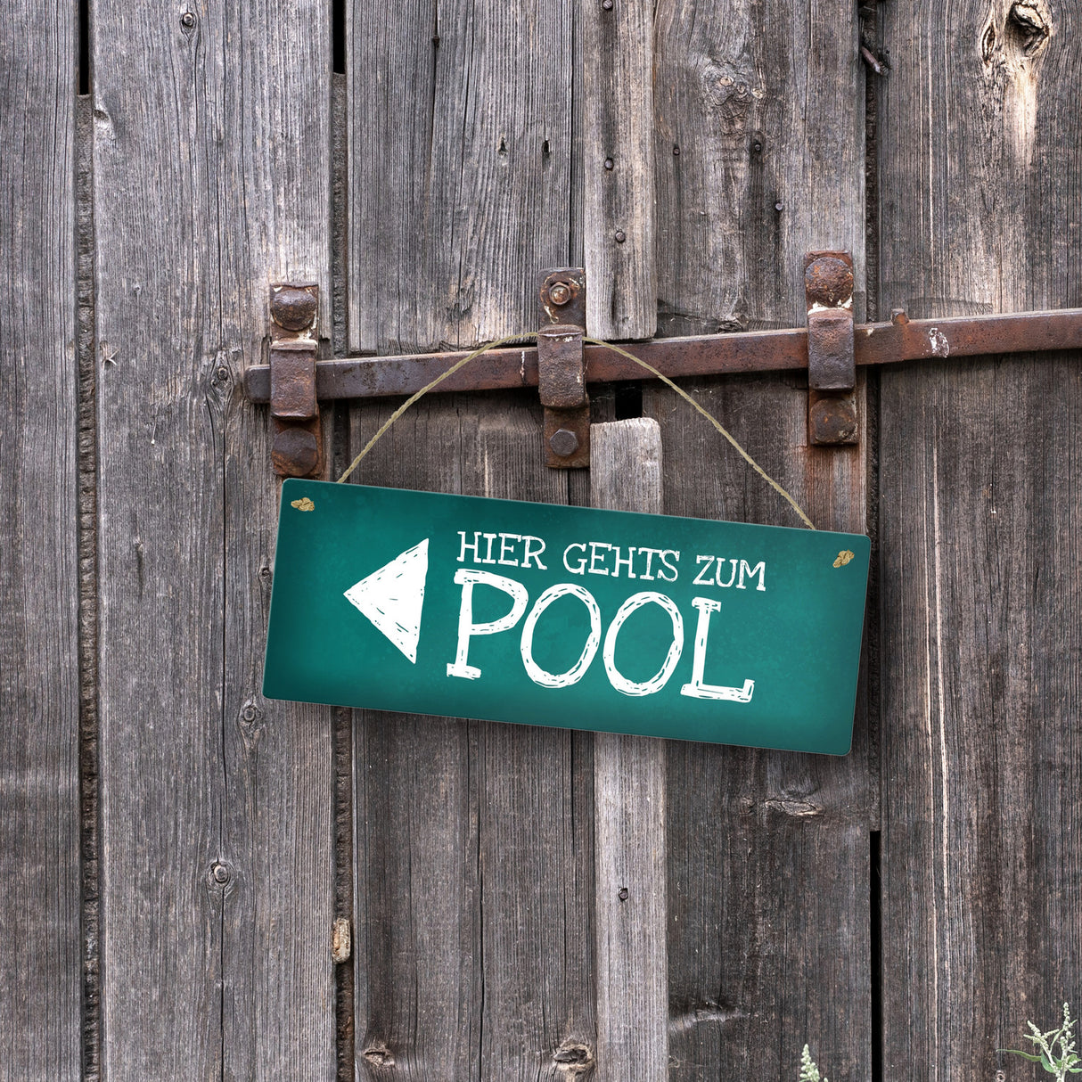 Hier geht’s zum Pool Metallschild Swimmingpool schwimmen tauchen Wasser abkühlen