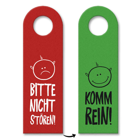Nicht stören oder Komm rein Türhänger mit Gesichtern -Grün