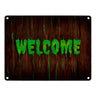 Welcome Metallschild in Holz Optik Halloween Teufel Hölle Kind Kinder Nacht