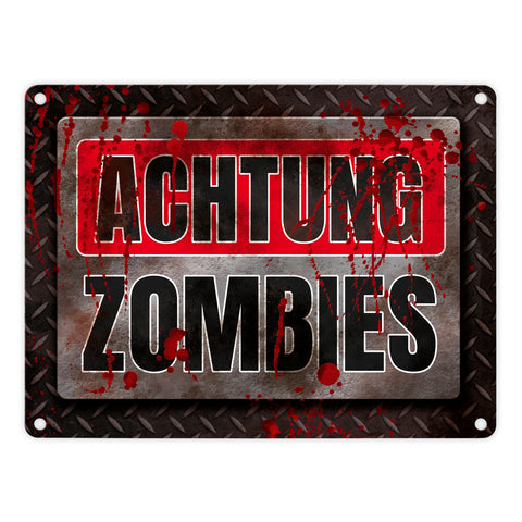 Blutiges Achtung Zombie Metallschild Halloween Zombie Angst Nacht Blut Kinder