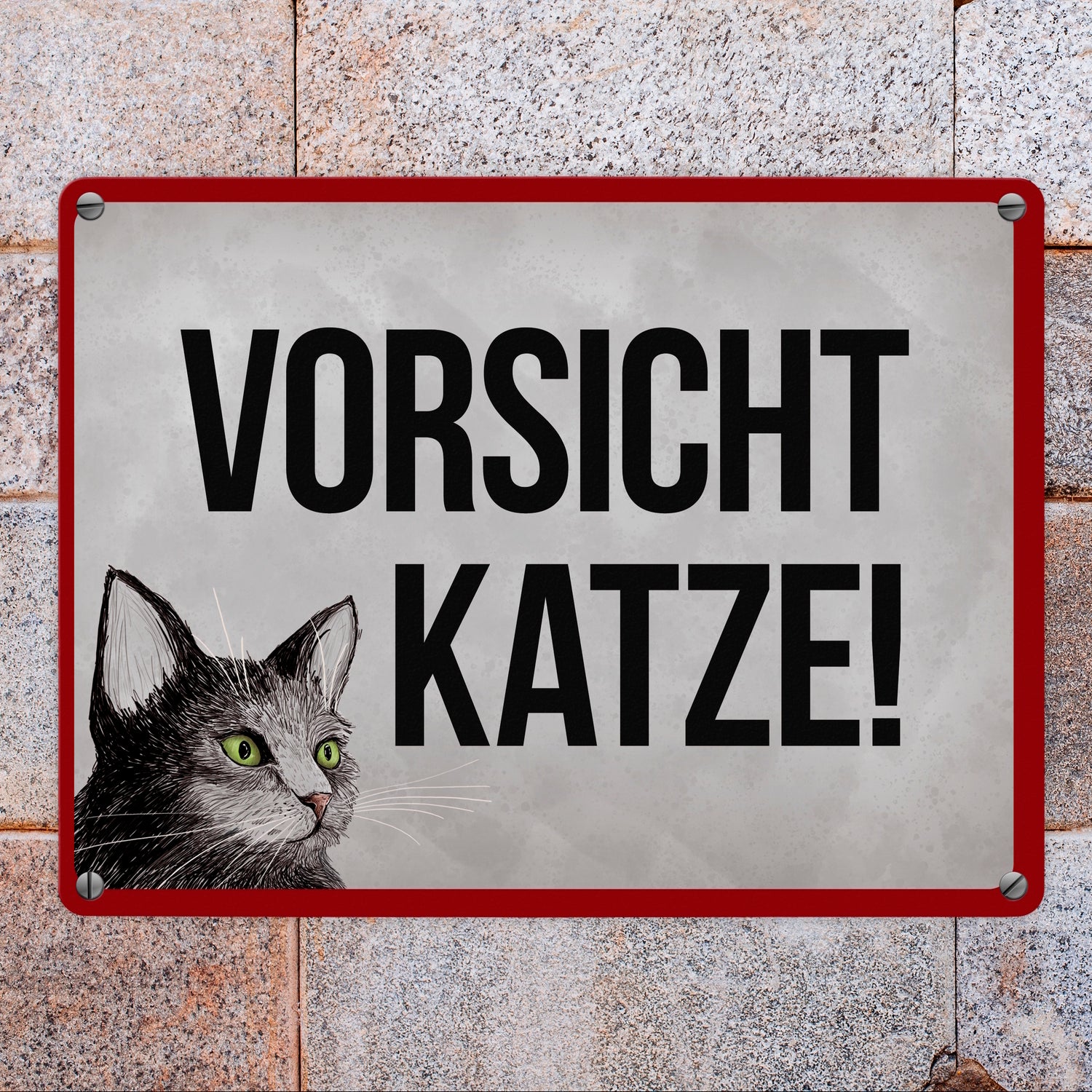 PERSER Metall-Warnschild 'Katze' – 30,5x20 Cm, Aluminium, Für Garten, Einfahrt & Grundstück