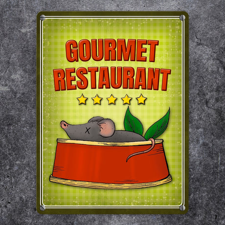 Gourmet Restaurant Metallschild für die Futterstelle der Katze