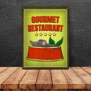 Gourmet Restaurant Metallschild für die Futterstelle der Katze