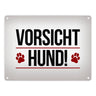 Vorsicht Hund! Metallschild mit Pfoten Motiv - Warnung Hinweis Achtung Warnschild