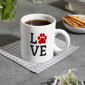 Love Kaffeebecher mit roter Pfote Motiv