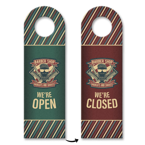 We're open oder closed Barber-Shop Türhänger