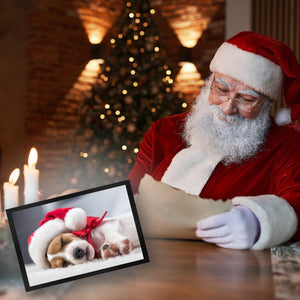 Weihnachtshund Jack mit Nikolausmütze Fußmatte