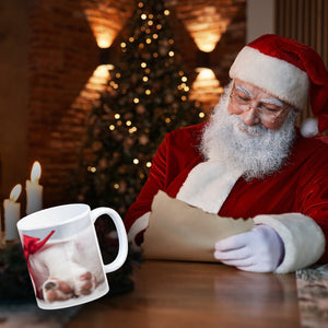 Weihnachtshund Jack mit Nikolausmütze Kaffeebecher