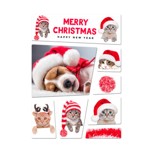 Merry Christmas Hunde und Katzen Magnete im 8er Set