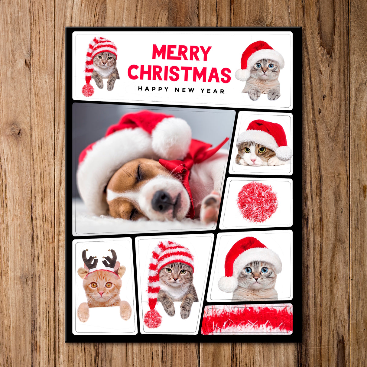 Merry Christmas Hunde und Katzen Magnete im 8er Set