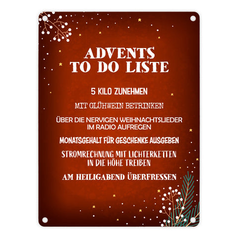 Lustige Advents to do Liste Metallschild