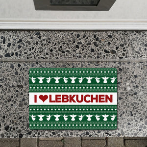 I love Lebkuchen Fußmatte ohne Rand in grün mit Weihnachtsmuster Motiv