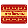 I love Glühwein Metallschild mit Weihnachtsmuster Motiv - Weihnachten Herz Advent Muster Rentier Stern Punkte