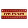 I love Plätzchen Metallschild mit Weihnachtsmuster Motiv - Weihnachten Herz Schnee Sterne Punkte Muster