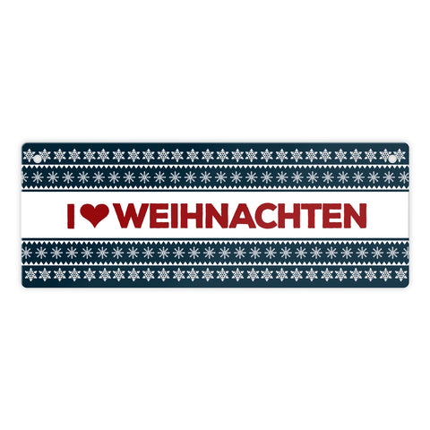 I love Weihnachten Metallschild mit Weihnachtsmuster Motiv - Sterne Advent Stern Herz