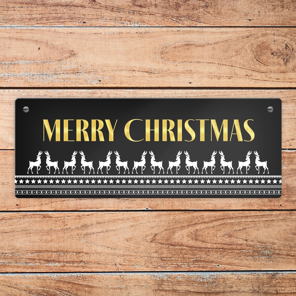 Merry Christmas Metallschild mit edlem Weihnachtsmuster Motiv