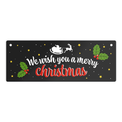 We wish you a merry christmas Metallschild mit Weihnachtsschlitten Motiv