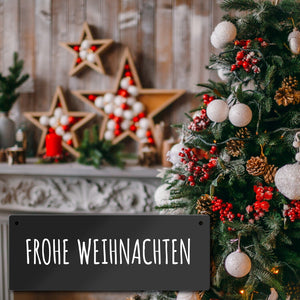 Weihnachten Metallschild -weiß - Advent Winter Weihnachtsmann kalt Simpel Schnee Feier fest Familie Liebe Freunde Deko