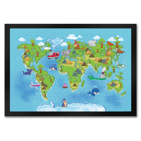Kinder Weltkarte Fußmatte