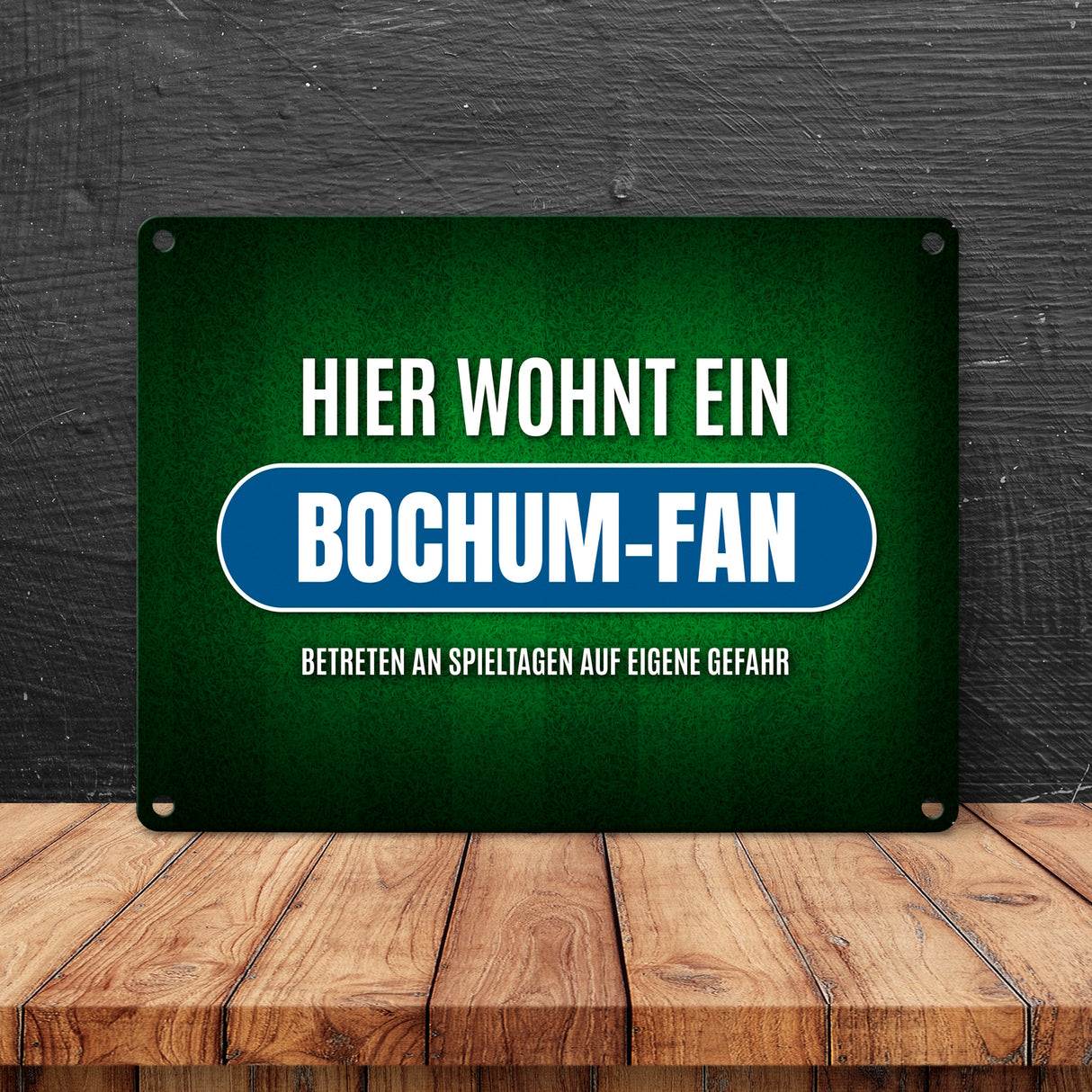 Hier wohnt ein Bochum-Fan Metallschild mit Rasen Motiv