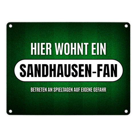 Hier wohnt ein Sandhausen-Fan Metallschild mit Rasen Motiv